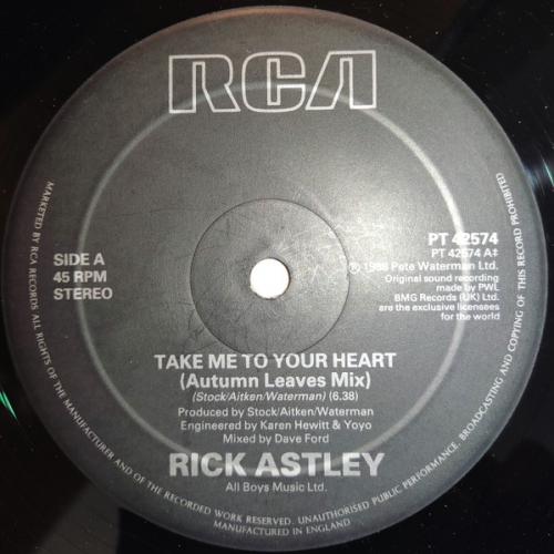 RICK ASTLEY - Take Me To Your Heart